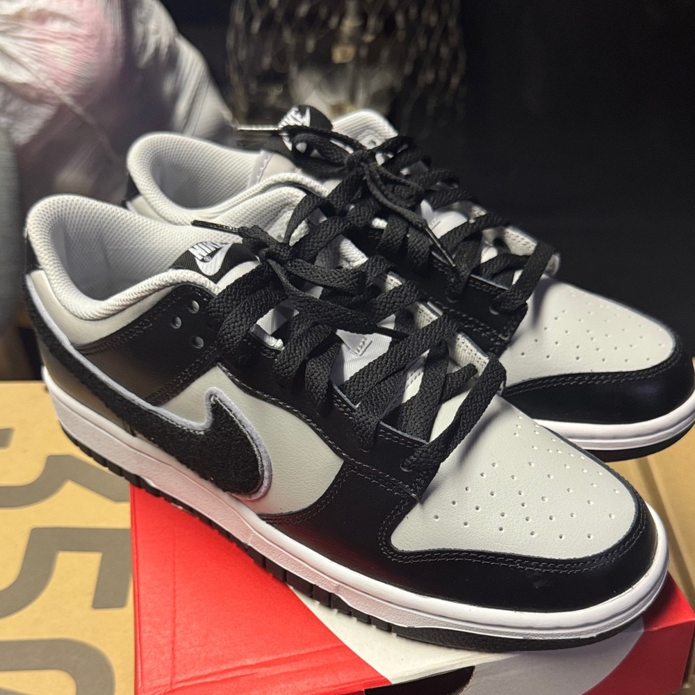 Nike dunk low chenille swoosh black grey
